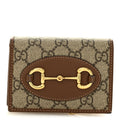 Gucci GG Supreme Monogram Horsebit 1955 Card Case Wallet Beige Ebony Brown Sugar
