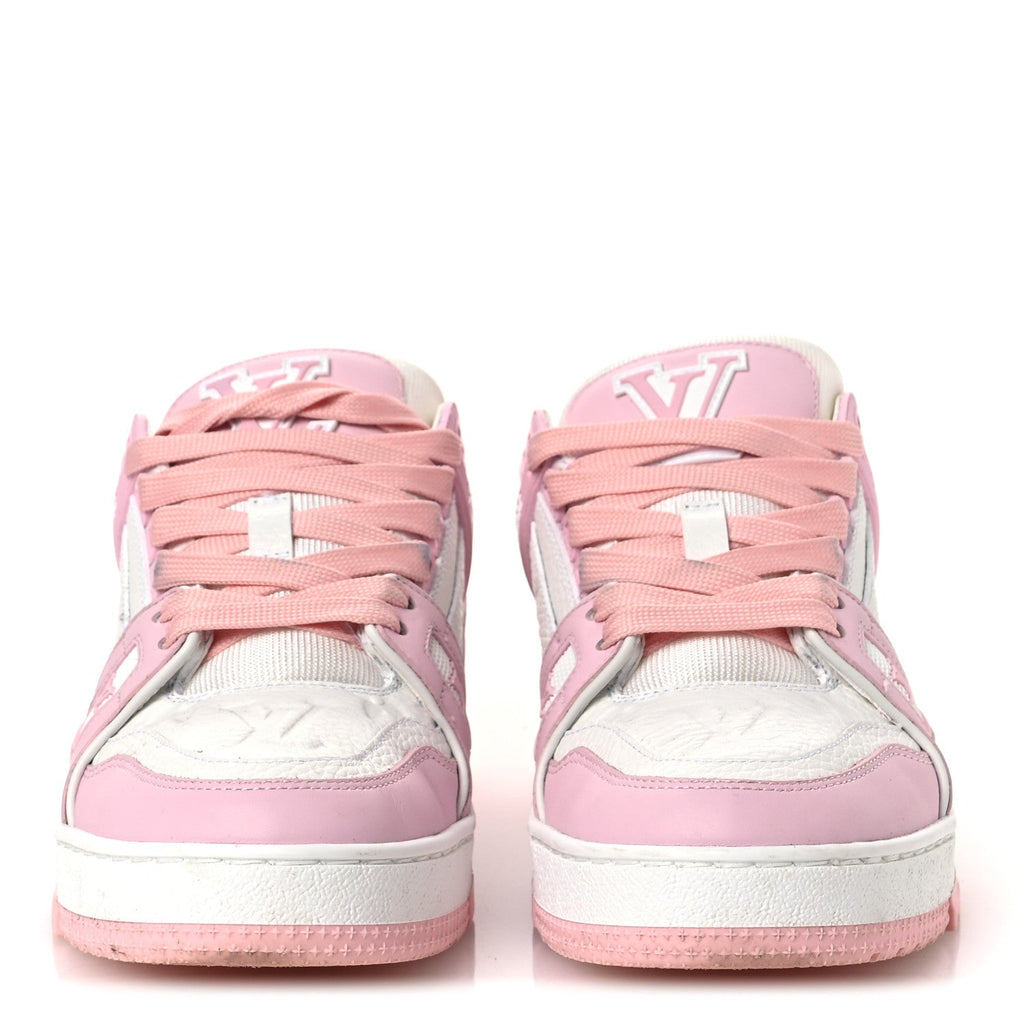 Louis Vuitton Calfskin Monogram Womens LV Trainer Sneakers 36.5 Light Pink