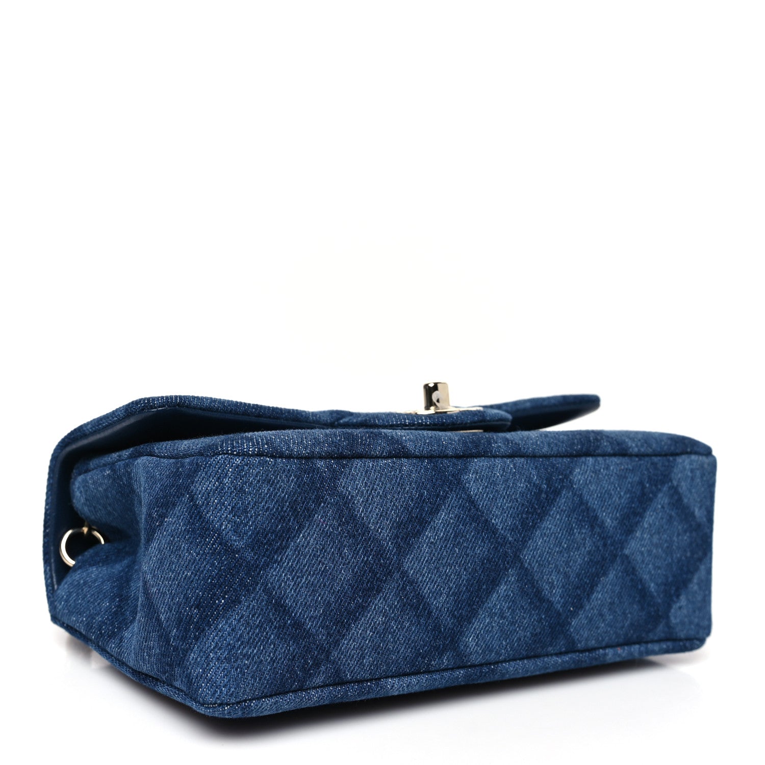 Chanel Printed Denim Quilted Mini Rectangular Flap Dark Blue
