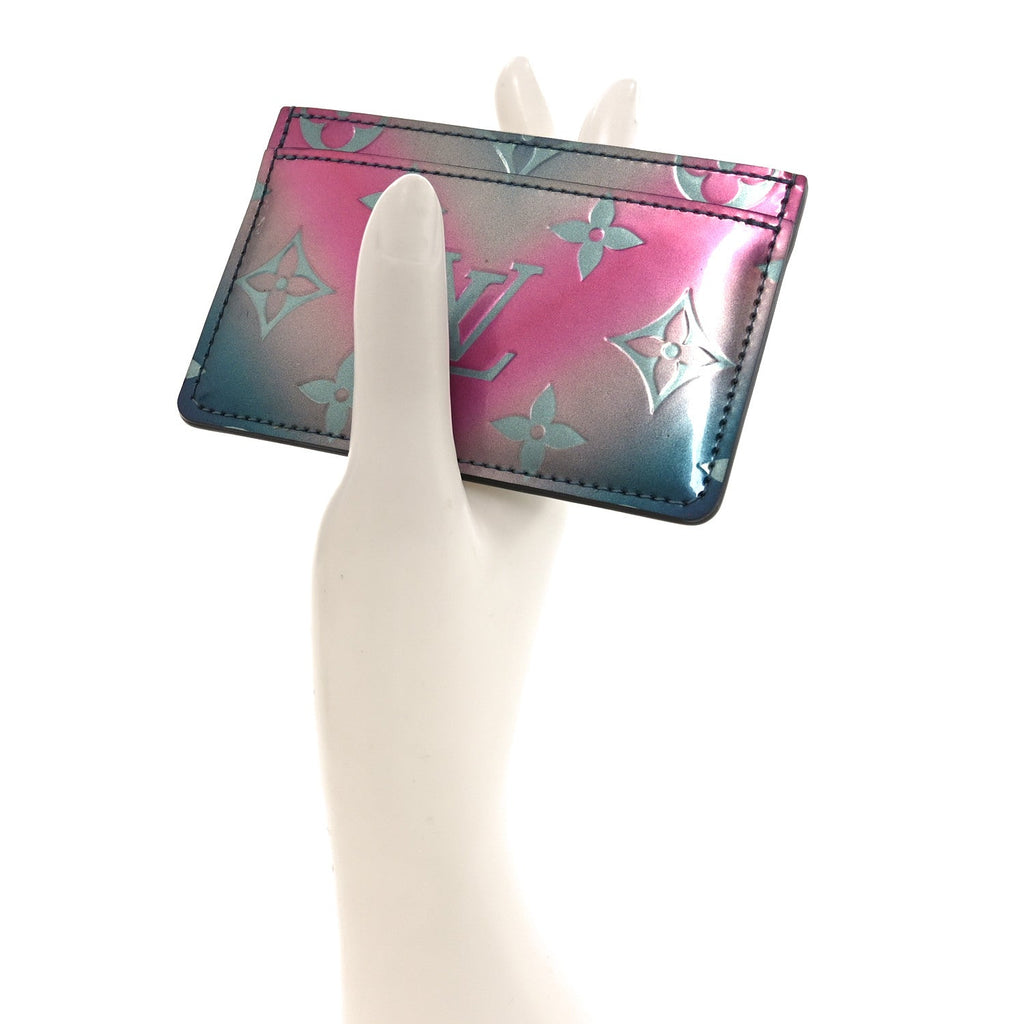 Louis Vuitton Metallic Vernis Degrade Card Holder Blue Pink
