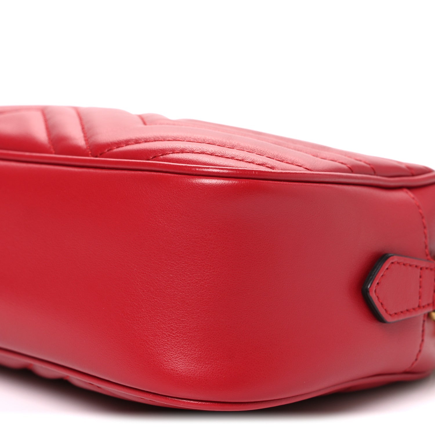 Gucci Calfskin Matelasse Small GG Marmont Chain Shoulder Bag Hibiscus Red