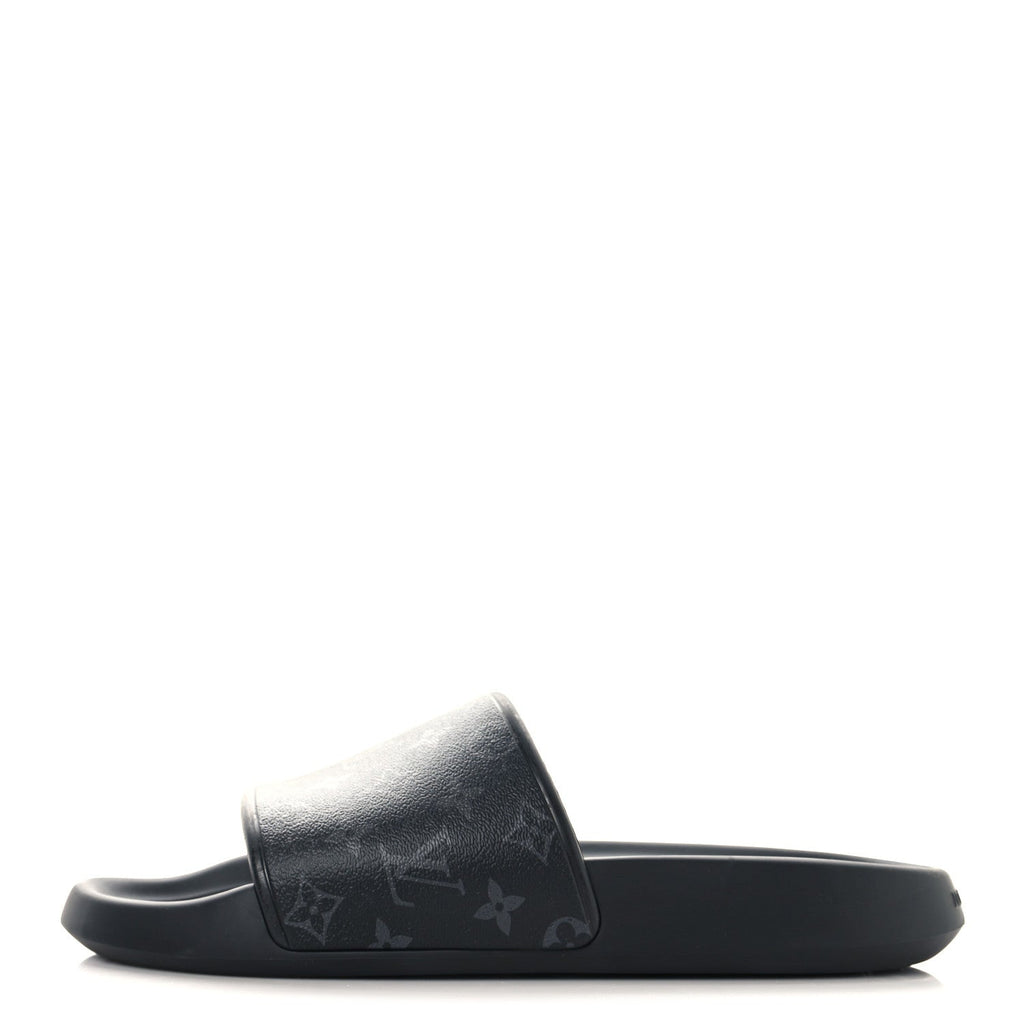 Louis Vuitton Rubber Monogram Eclipse Mens Waterfront Mules 12 Black