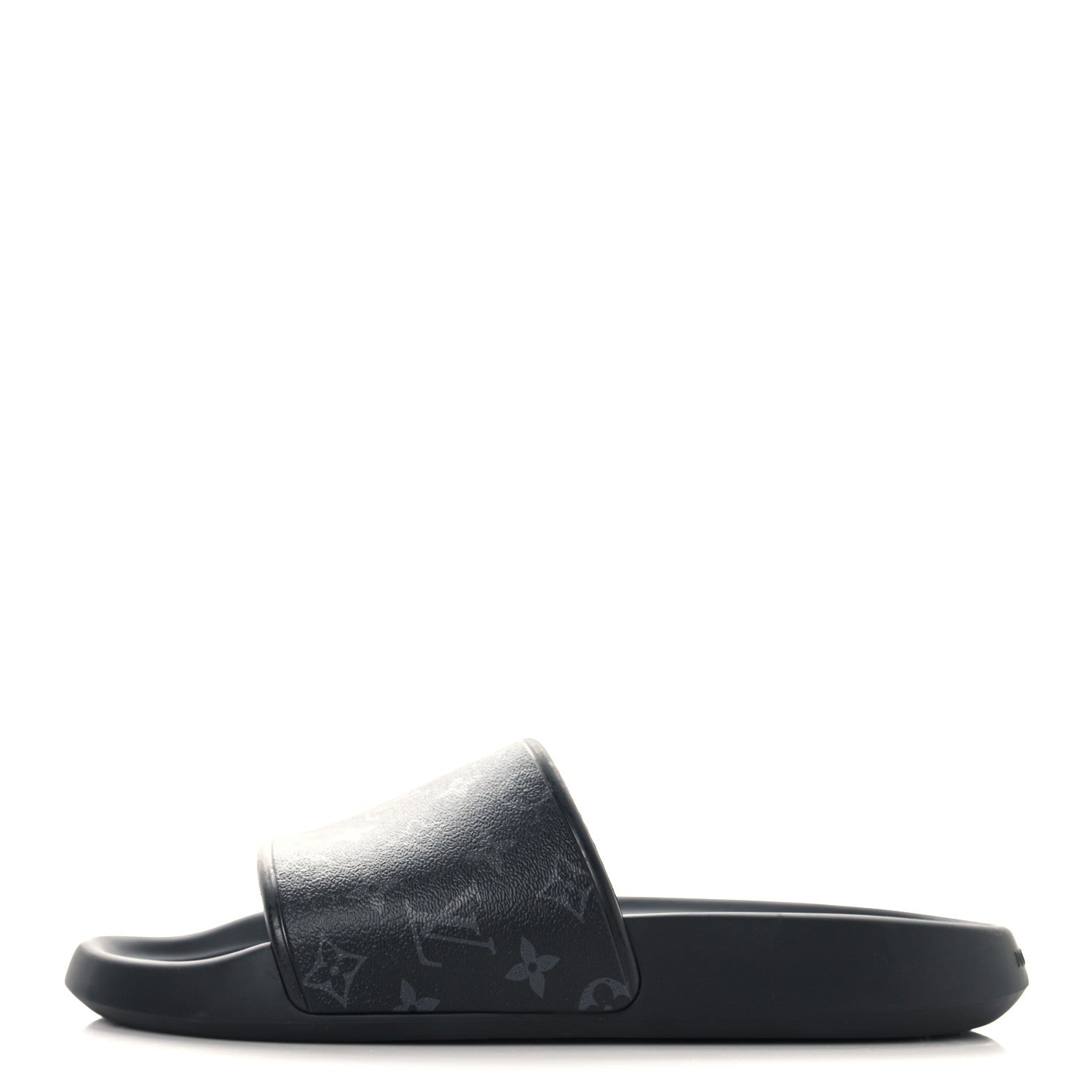 Louis Vuitton Rubber Monogram Eclipse Mens Waterfront Mules 12 Black