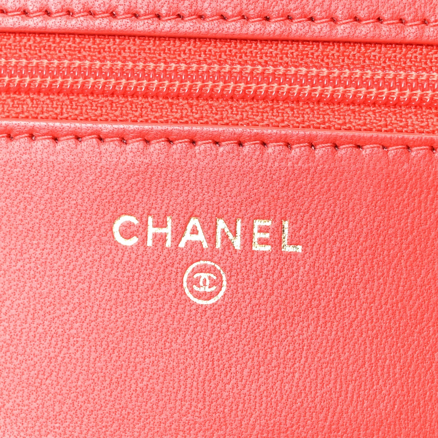 Chanel Lambskin Quilted Wallet On Chain WOC Red