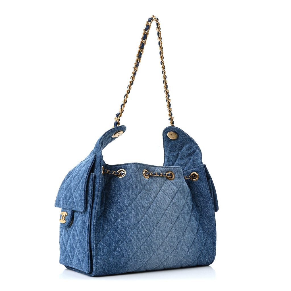 Chanel Washed Denim Quilted Small Chanel 25 Handbag Blue