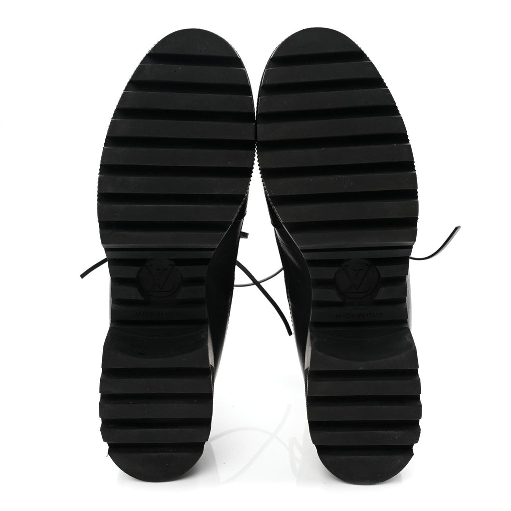 Louis Vuitton Velvet Calfskin Monogram Laureate Platform Desert Boots 40 Black White