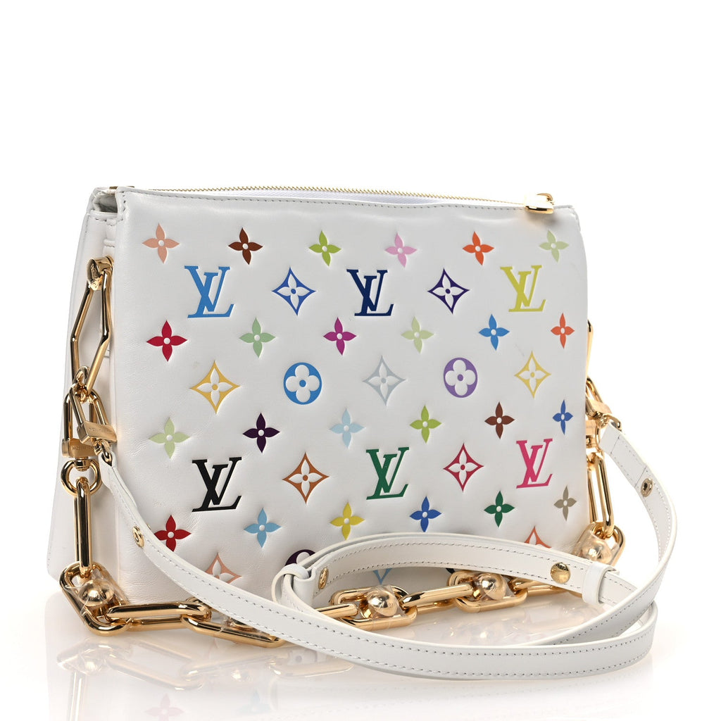 Louis Vuitton LV x TM Lambskin Embossed Monogram Coussin PM White Multicolor
