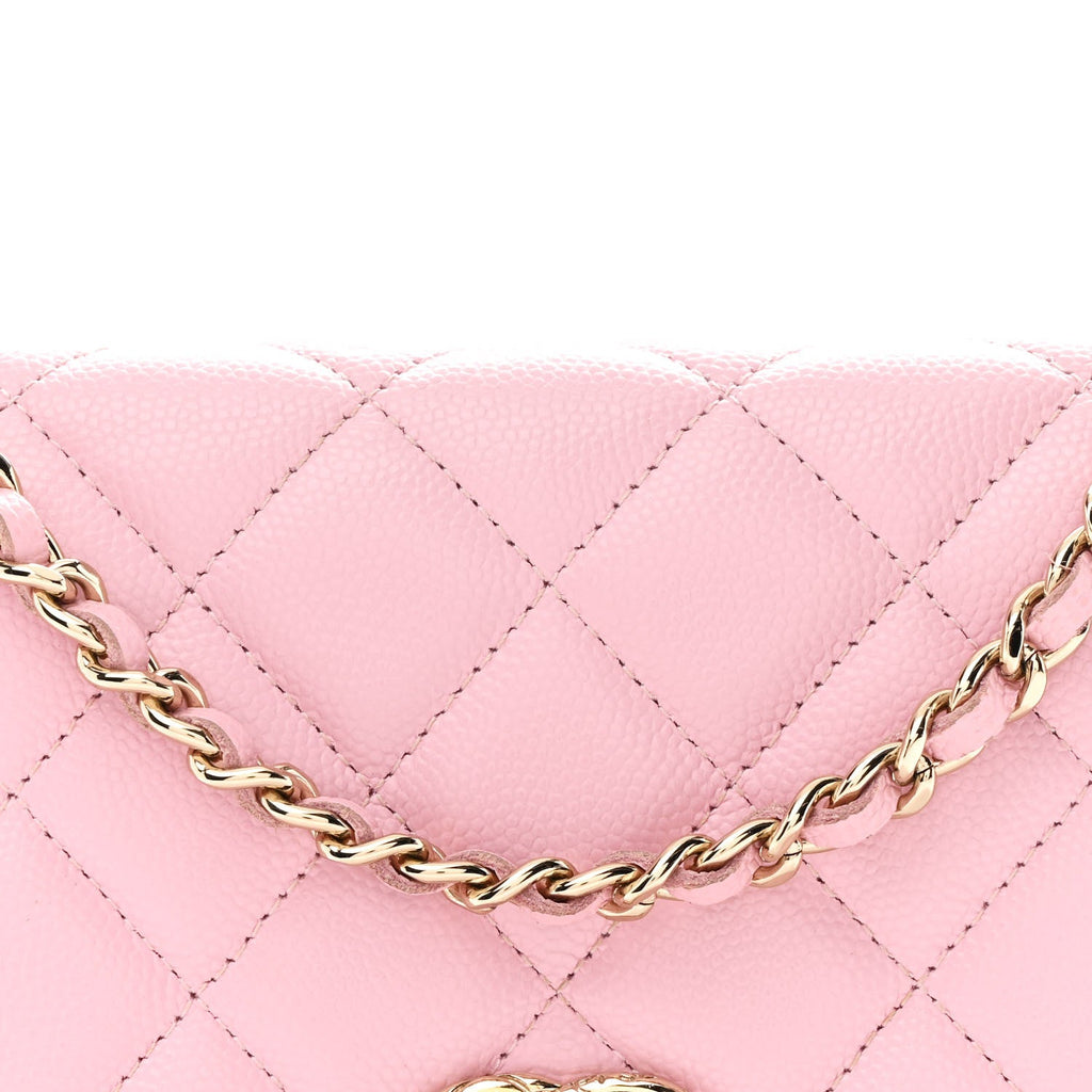 Chanel Caviar Quilted Wallet on Chain WOC Light Pink