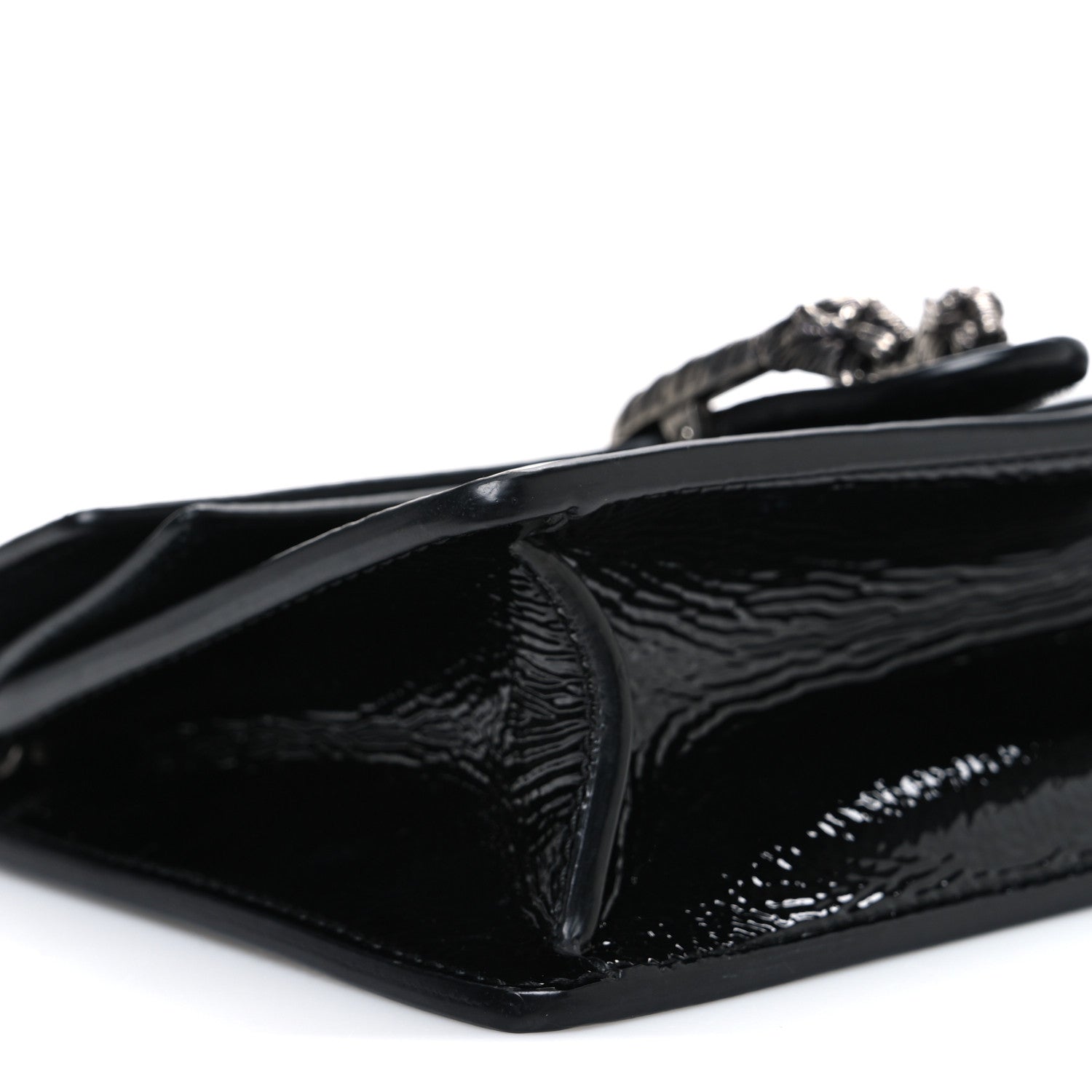 Gucci Crinkled Patent Mini Dionysus Shoulder Bag Black
