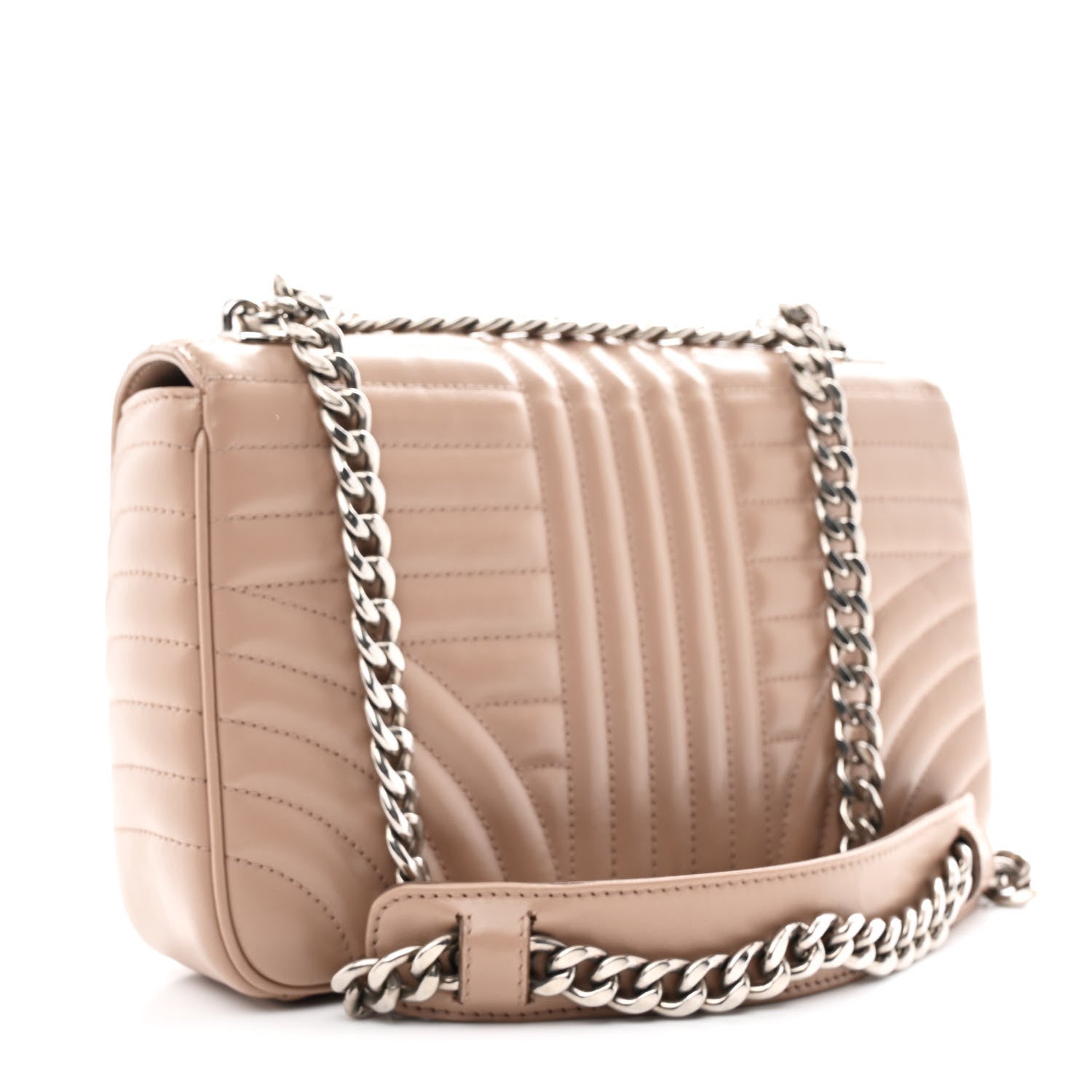 Prada Soft Calfskin Impunture Diagramme Medium Chain Flap Shoulder Bag Cipria