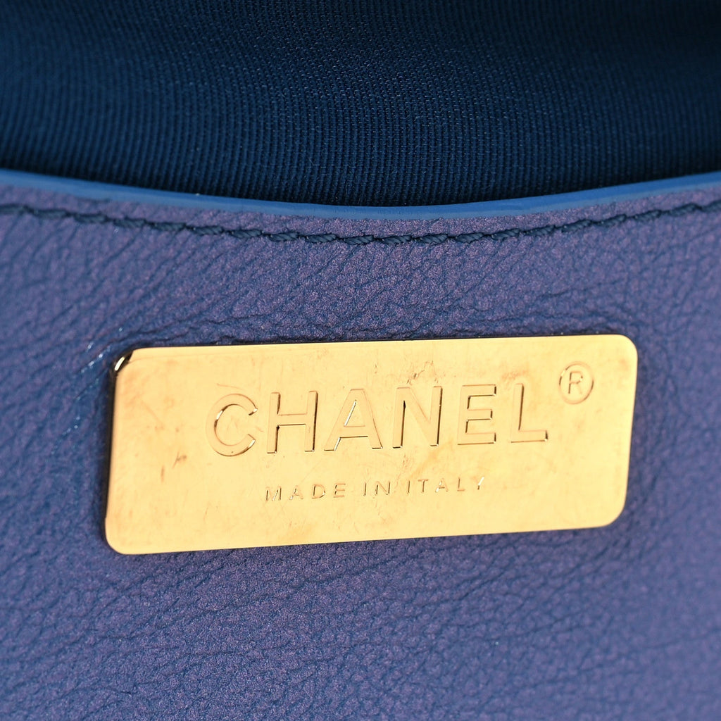 Chanel Iridescent Calfskin Quilted All About Waist Belt Bag Dark Blue