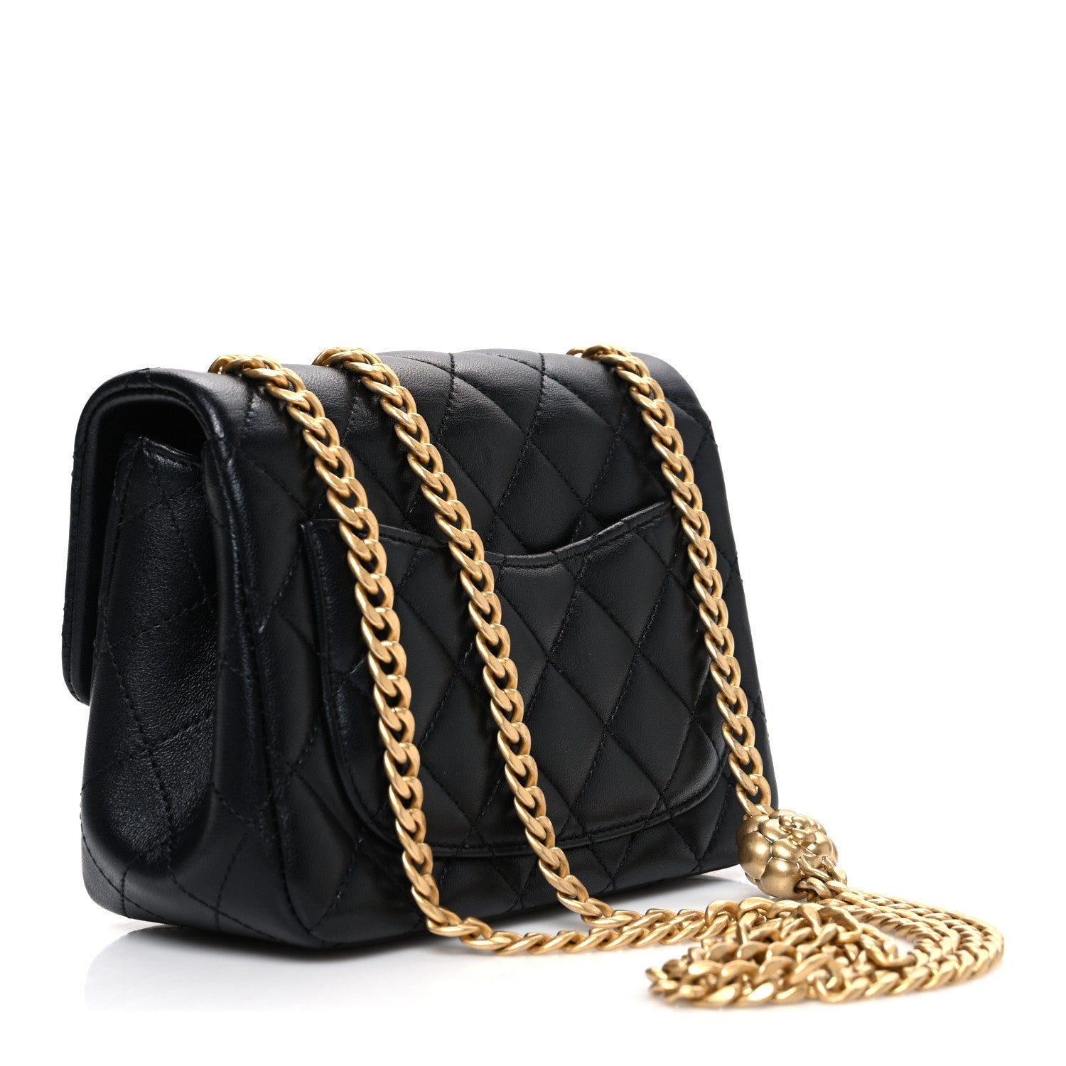 Chanel Lambskin Quilted Mini Sweet Camellia Flap Black