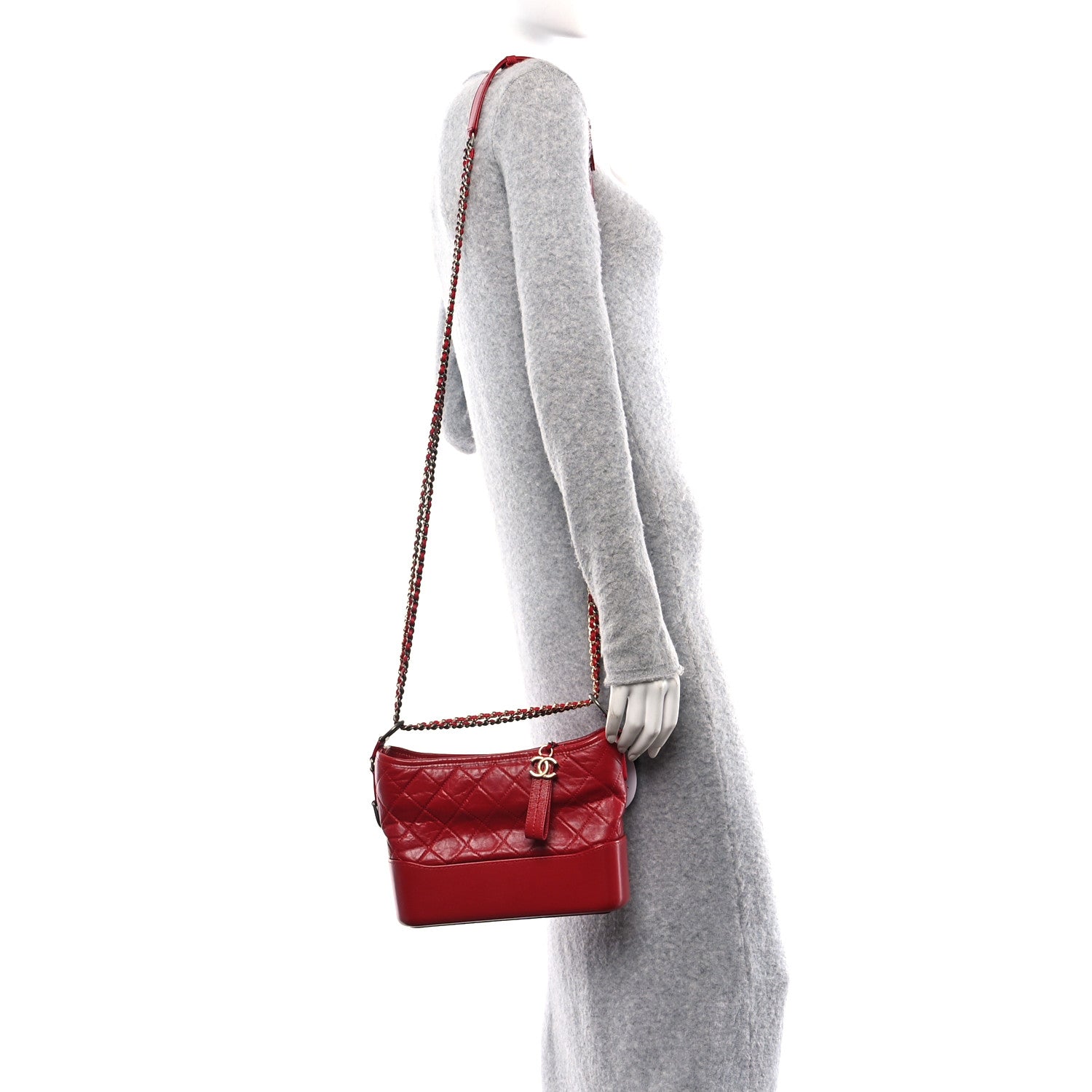 Chanel Aged Calfskin Quilted New Medium Gabrielle Hobo Red