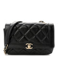 Chanel Crumpled Glazed Lambskin Quilted Mini Flap Black