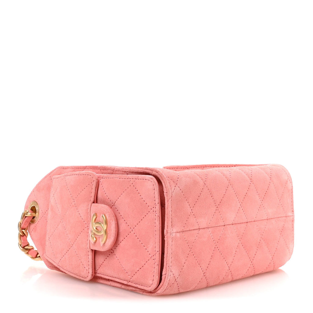 Chanel Suede Quilted Mini Chanel 25 Handbag Pink