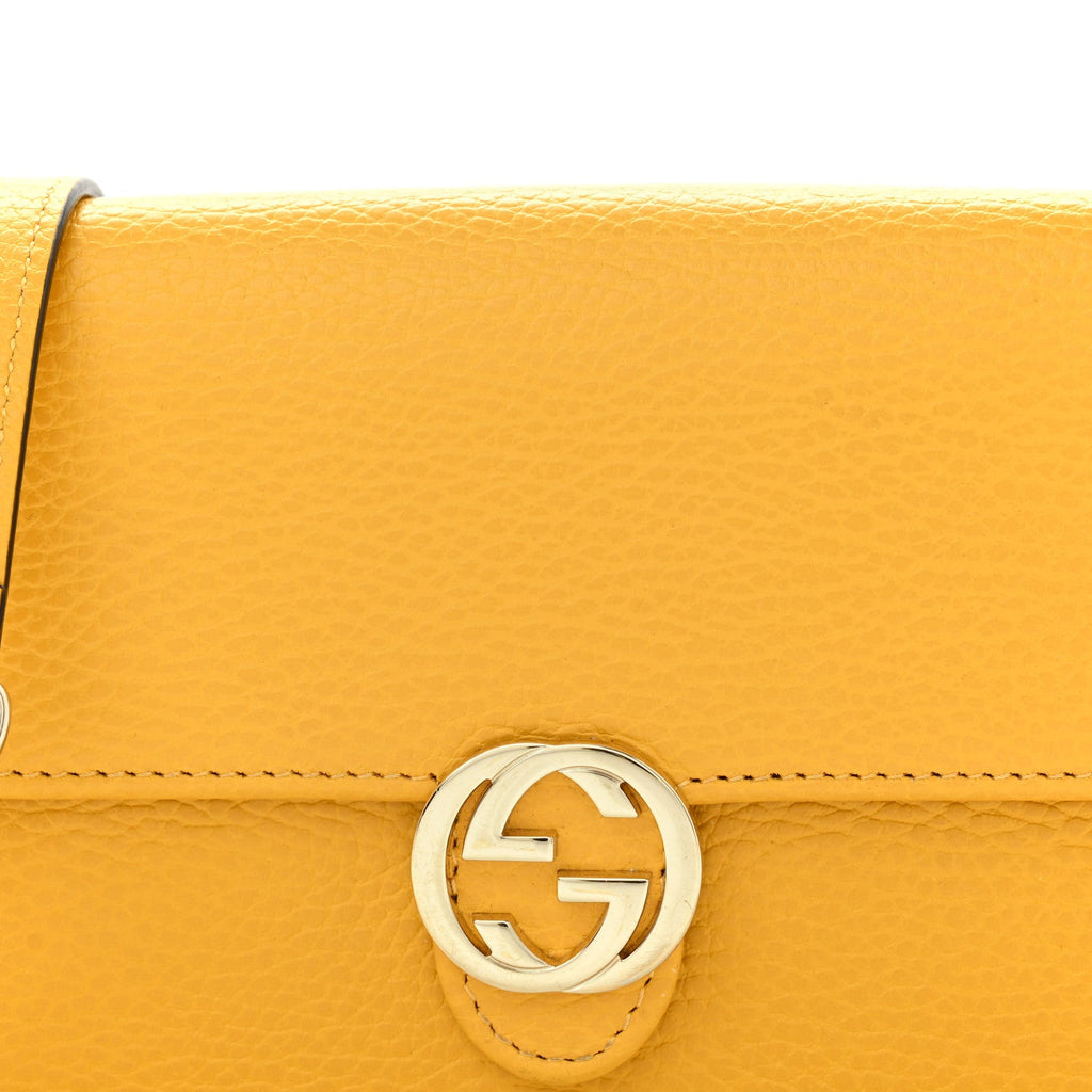Gucci Dollar Calfskin Interlocking G Chain Wallet New Buttercup
