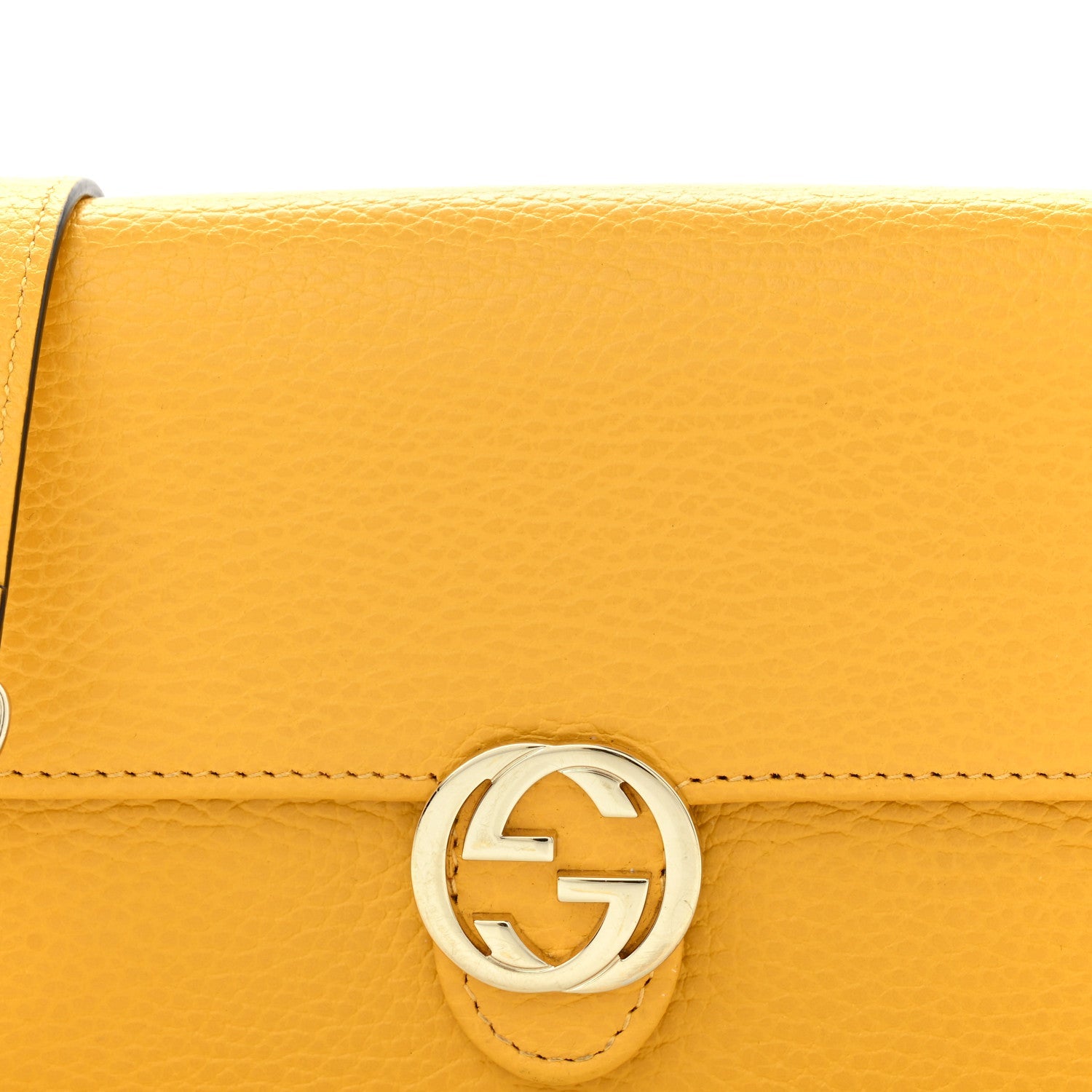 Gucci Dollar Calfskin Interlocking G Chain Wallet New Buttercup