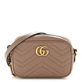 Gucci Calfskin Matelasse Mini GG Marmont Chain Shoulder Bag Porcelain Rose