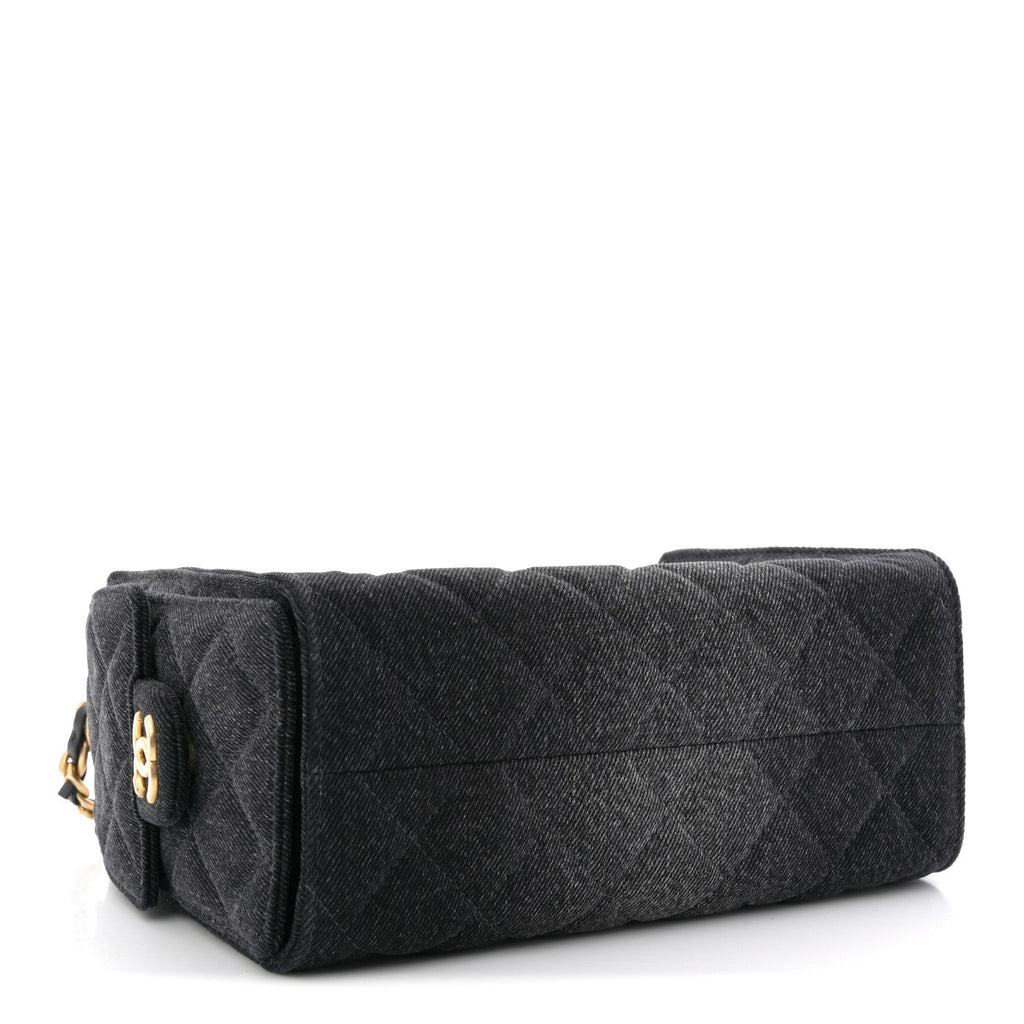 Chanel Washed Denim Quilted Mini Chanel 25 Handbag Black