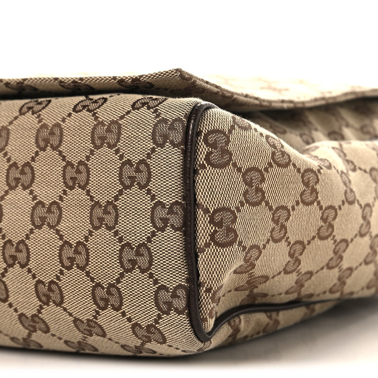 Gucci GG Monogram Medium Flap Messenger Bag Beige Dark Brown