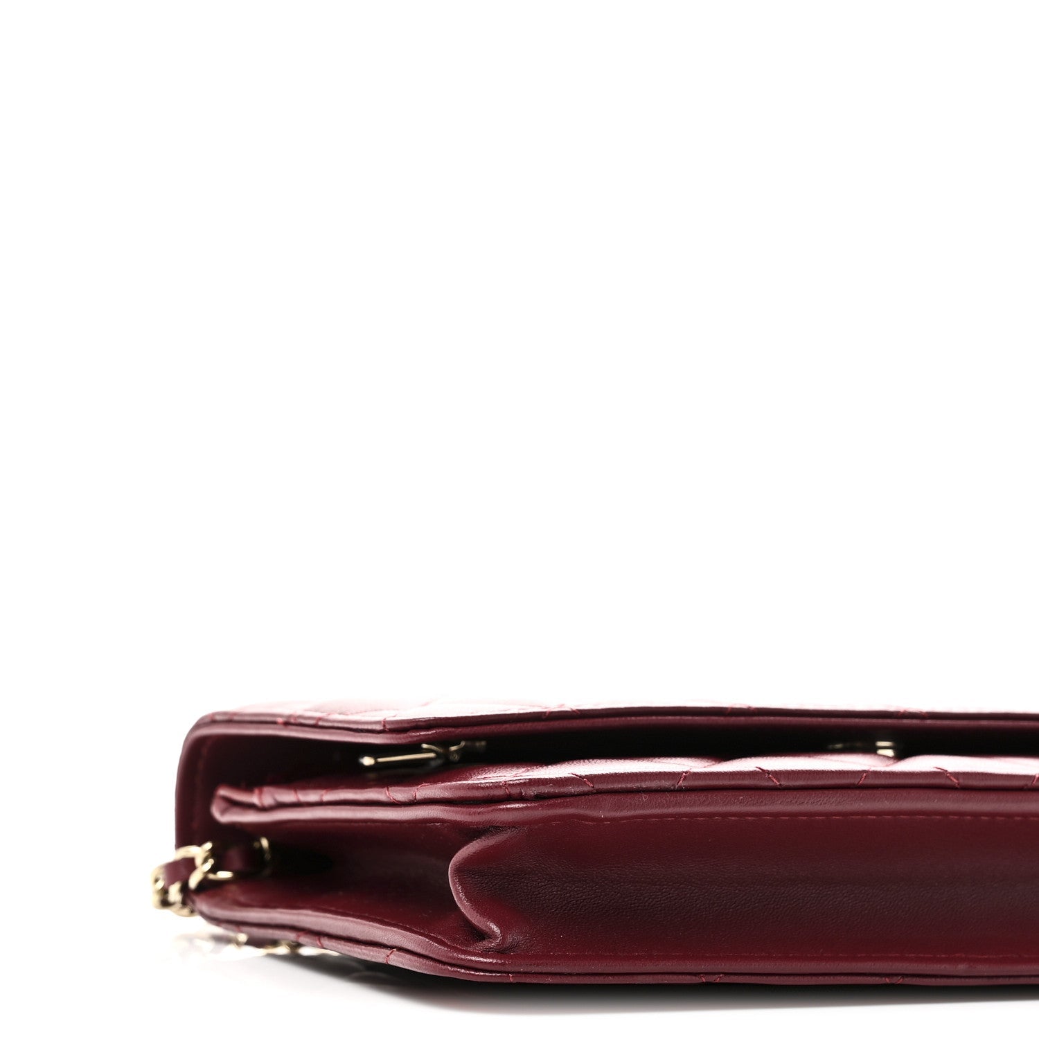 Chanel Lambskin Quilted Wallet On Chain WOC Burgundy