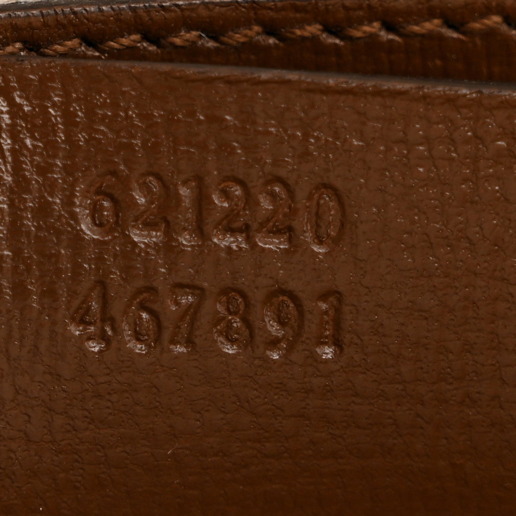 Gucci GG Supreme Monogram Azalea Calfskin Small Horsebit 1955 Top Handle Bag Beige Ebony Brown Sugar