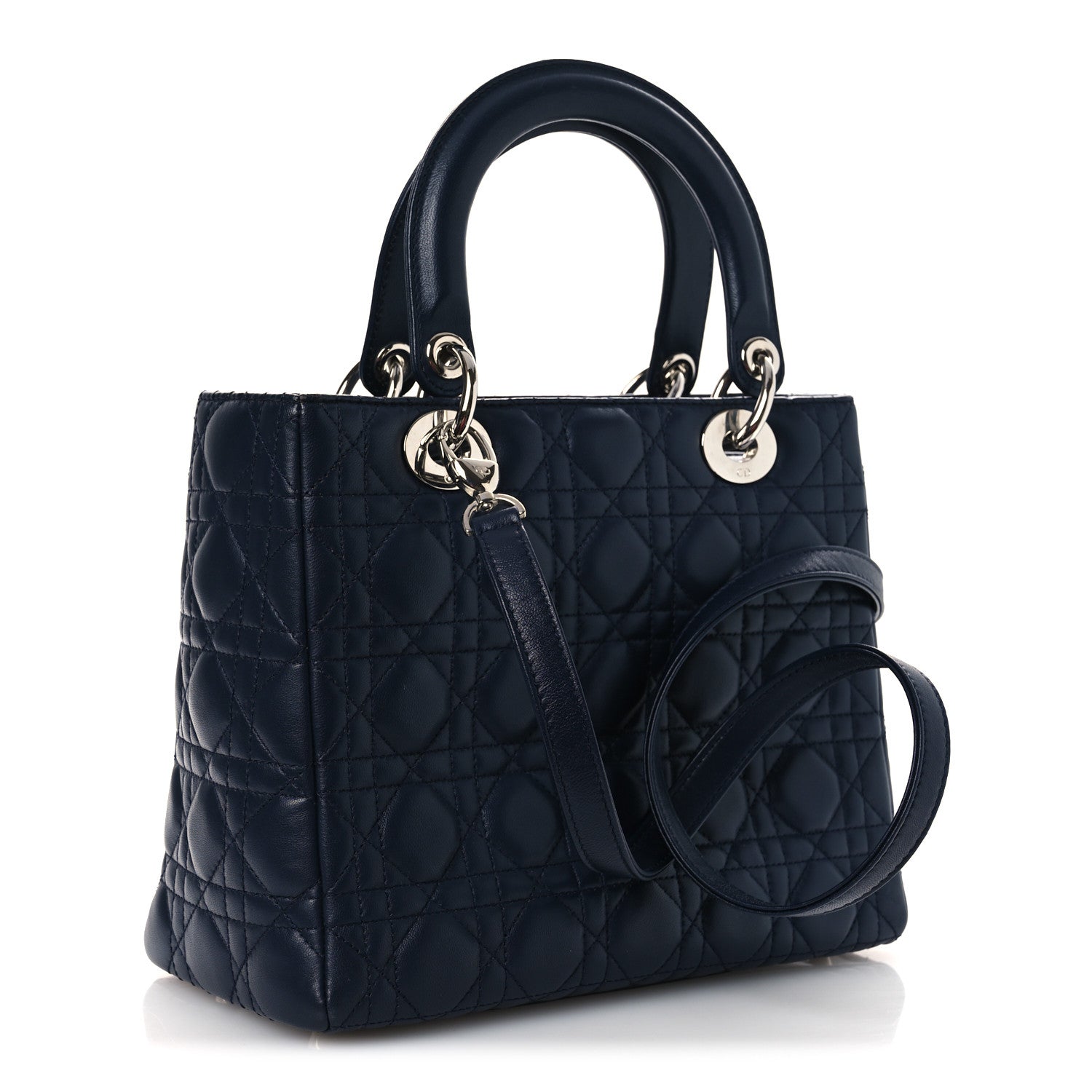 Christian Dior Lambskin Cannage Medium Lady Dior Navy Blue