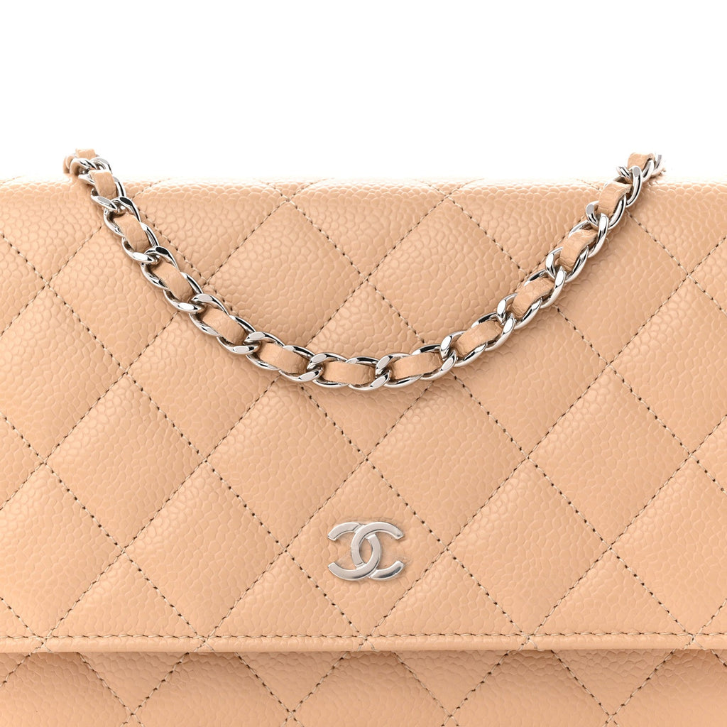 Chanel Caviar Quilted Wallet on Chain WOC Beige