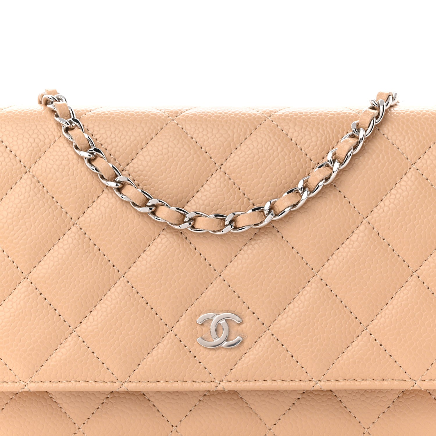 Chanel Caviar Quilted Wallet on Chain WOC Beige