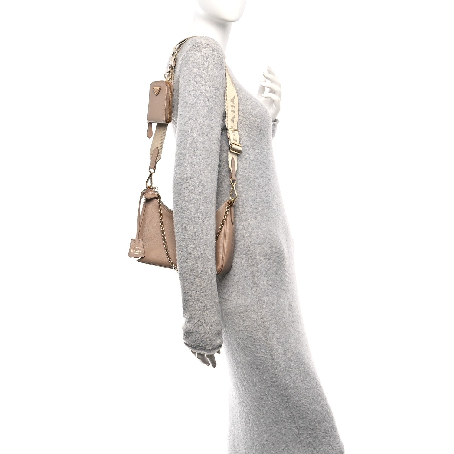 Prada Saffiano Lux Re-Edition 2005 Shoulder Bag Cammeo