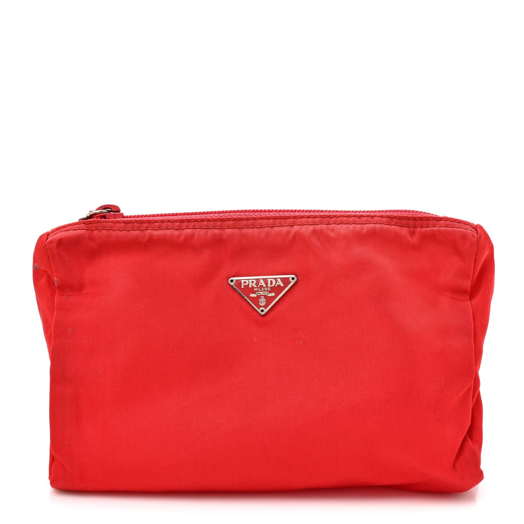 Prada Tessuto Nylon Vela Cosmetic Pouch Rosso