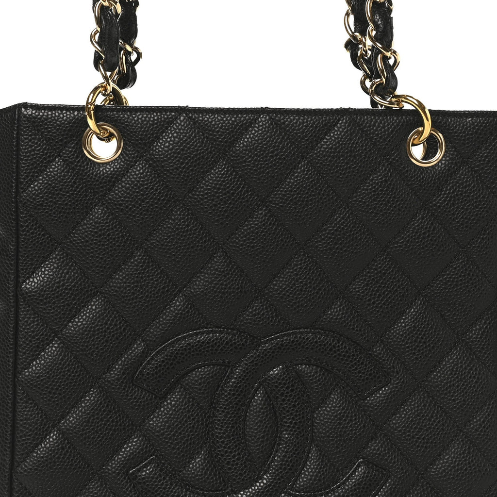 Chanel Caviar Quilted Petit Shopping Tote PST Black