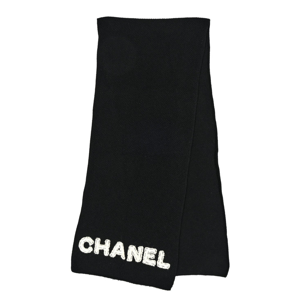 Cashmere Logo Stole Black White