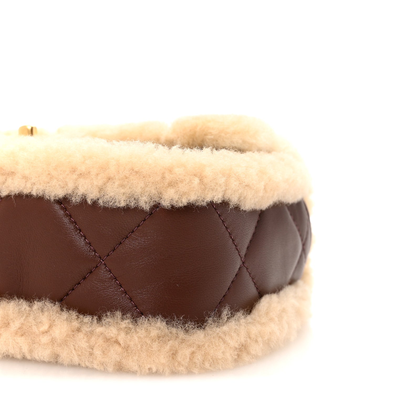 Chanel Shearling Lambskin Quilted Mini Furry Coco Flap Beige Dark Brown