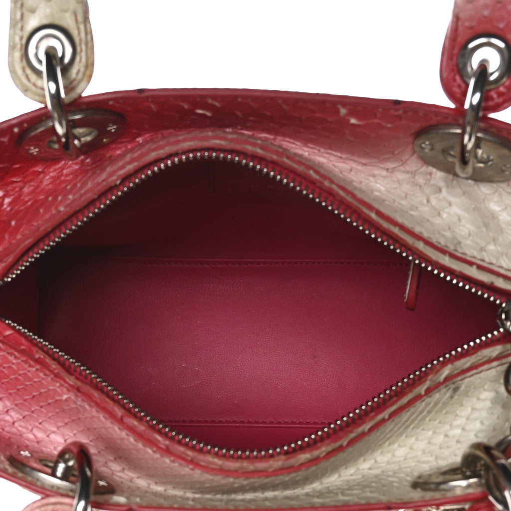 Christian Dior Snakeskin Ombre Medium Lady Dior Red White