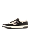 Chanel Suede Kidskin Womens CC Sneakers 36 Black White