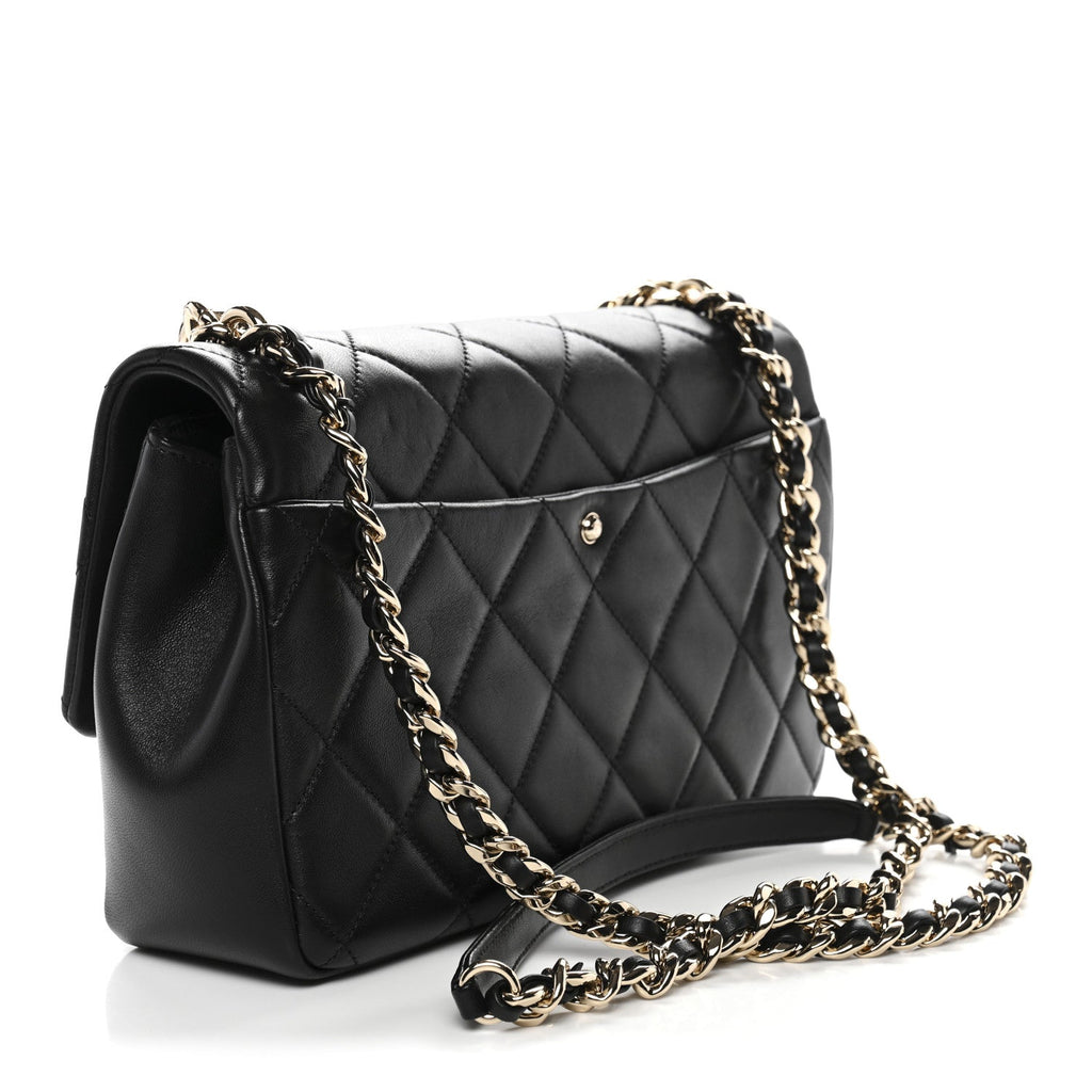 Chanel Lambskin Quilted Resin Bi-Color Chain Flap Bag Black