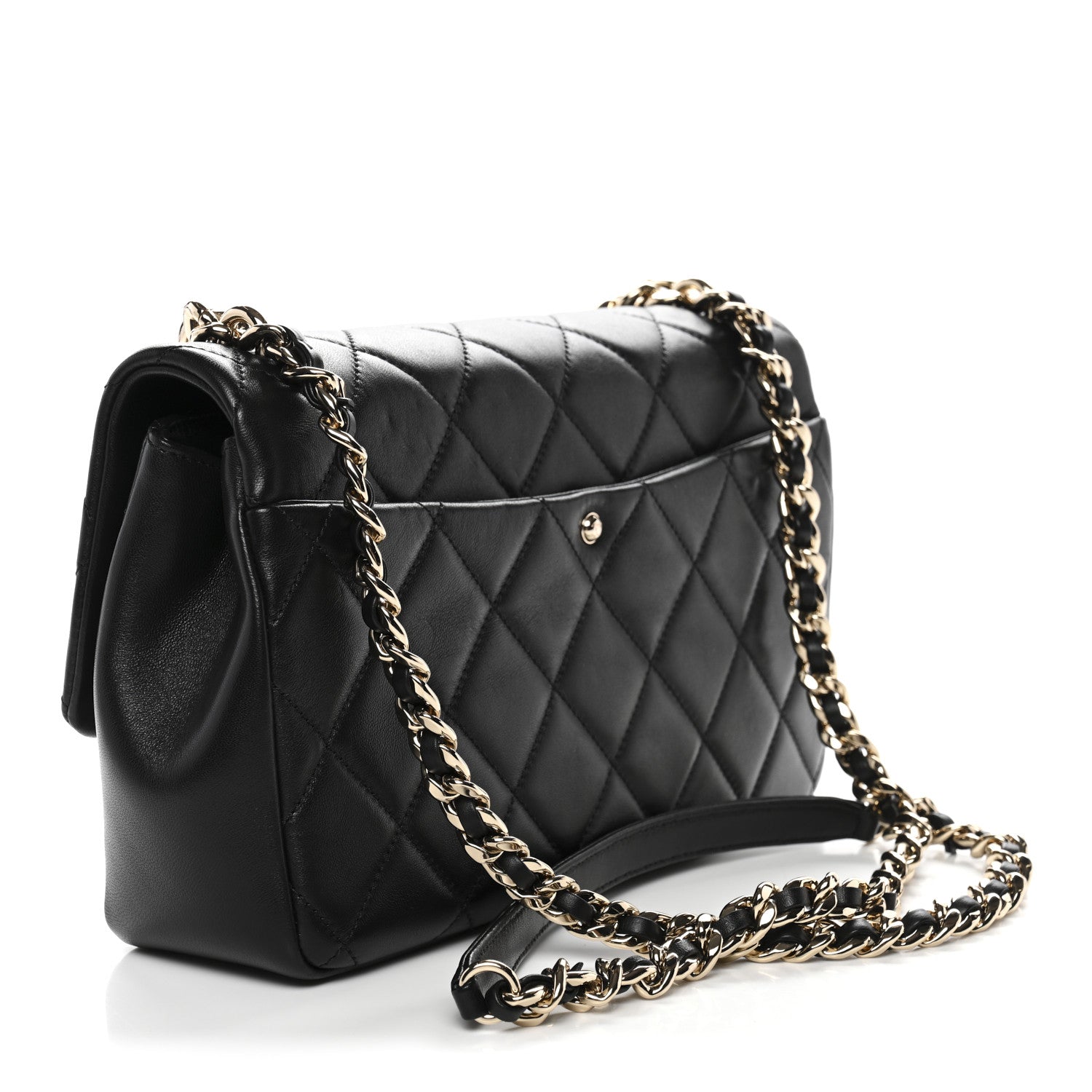 Chanel Lambskin Quilted Resin Bi-Color Chain Flap Bag Black