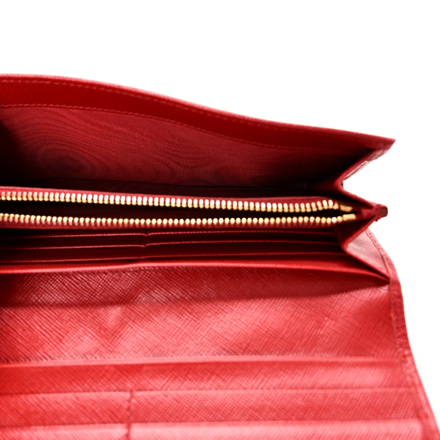 Prada Saffiano Metal Continental Flap Wallet Fuoco