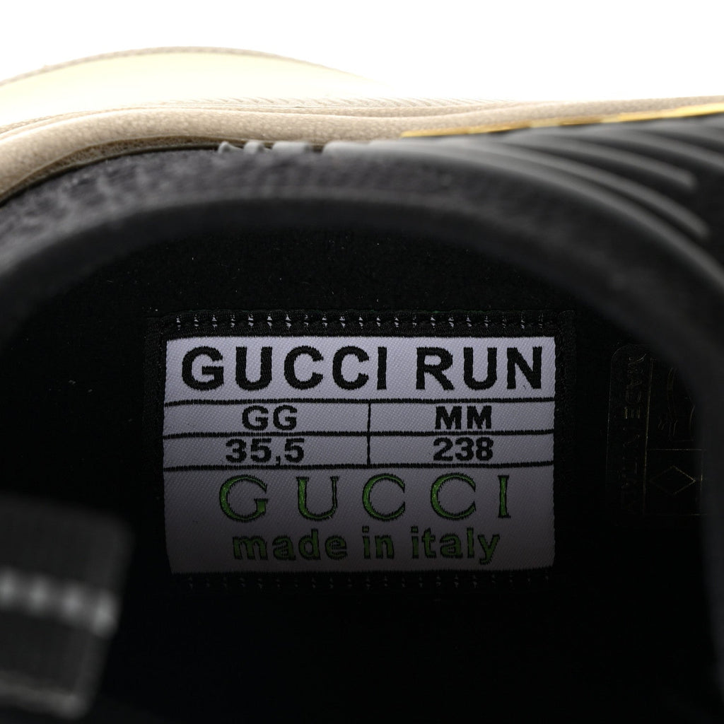Gucci Technical Knit Fabric Waves Womens Gucci Run Sneakers 35.5 Black Silver Giallo Neon Yellow