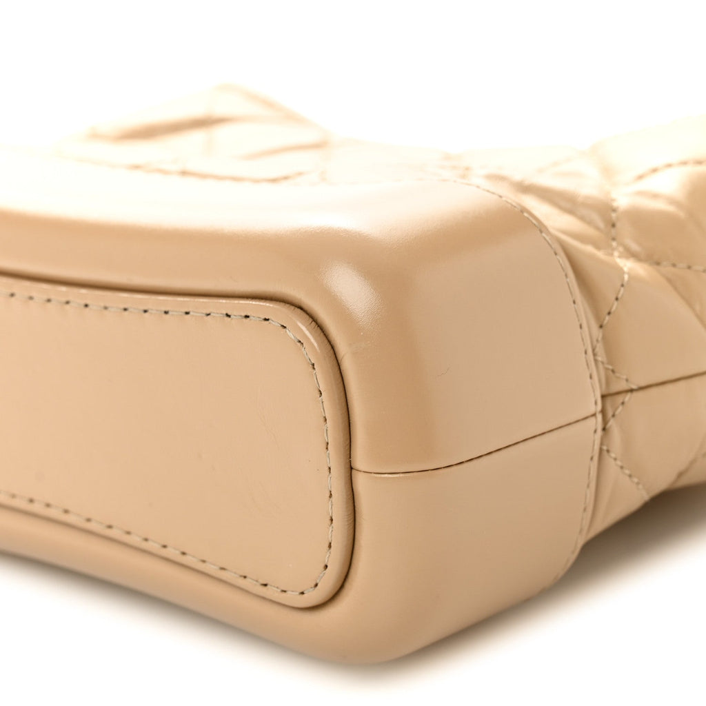 Chanel Aged Calfskin Quilted Small Gabrielle Hobo Beige