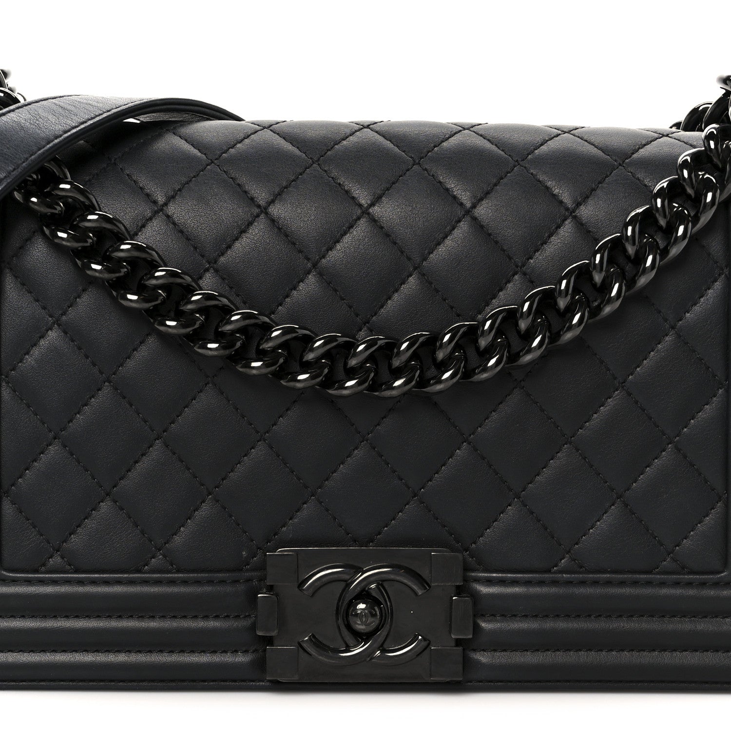 Chanel Calfskin Quilted Medium Boy Flap So Black