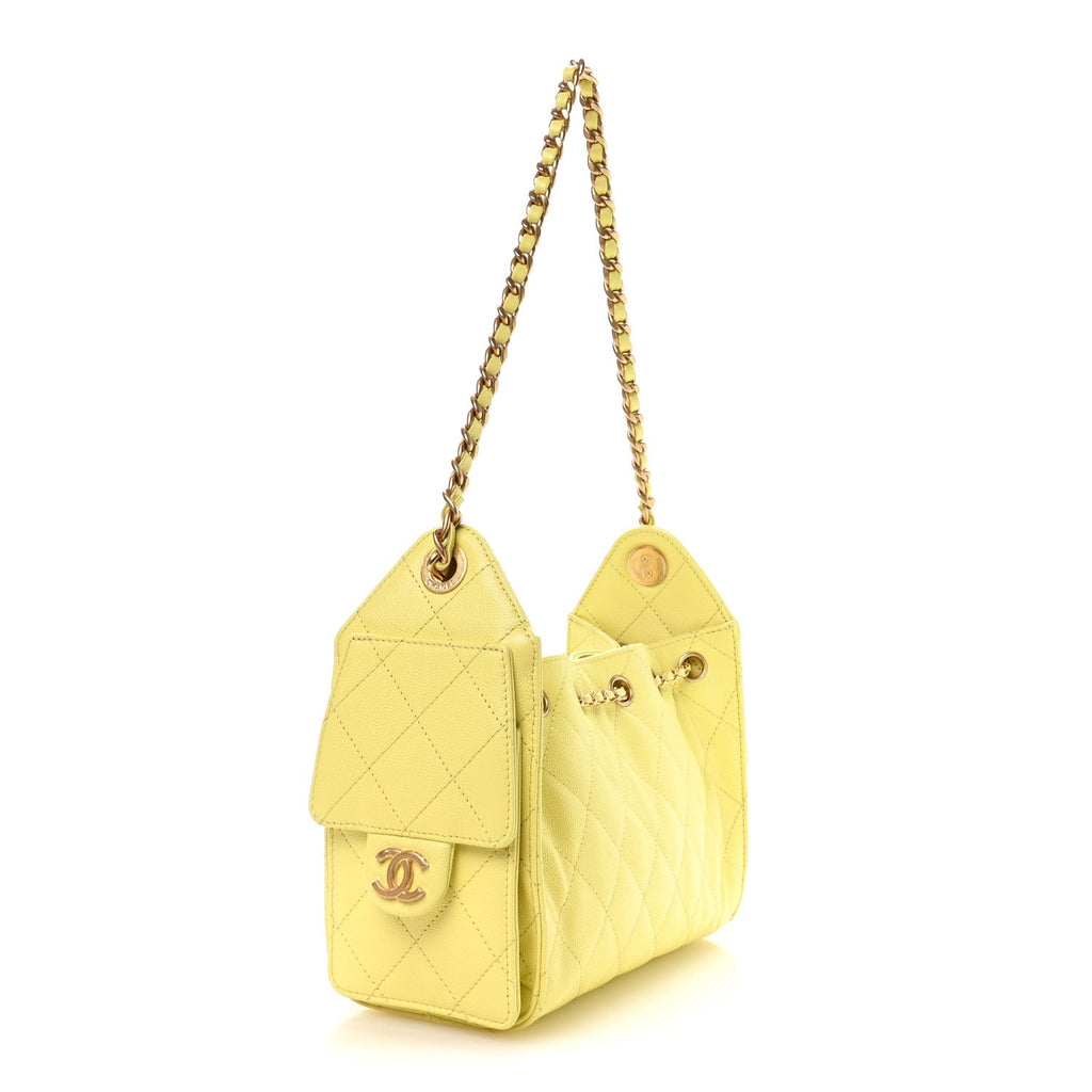 Chanel Caviar Quilted Mini Chanel 25 Handbag Light Yellow