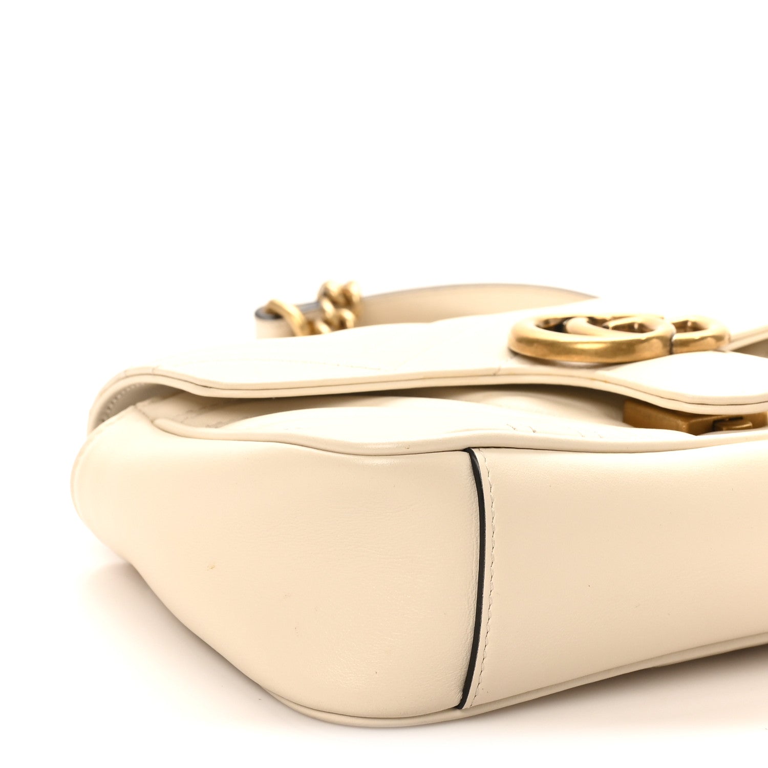 Gucci Calfskin Matelasse Mini GG Marmont Shoulder Bag White