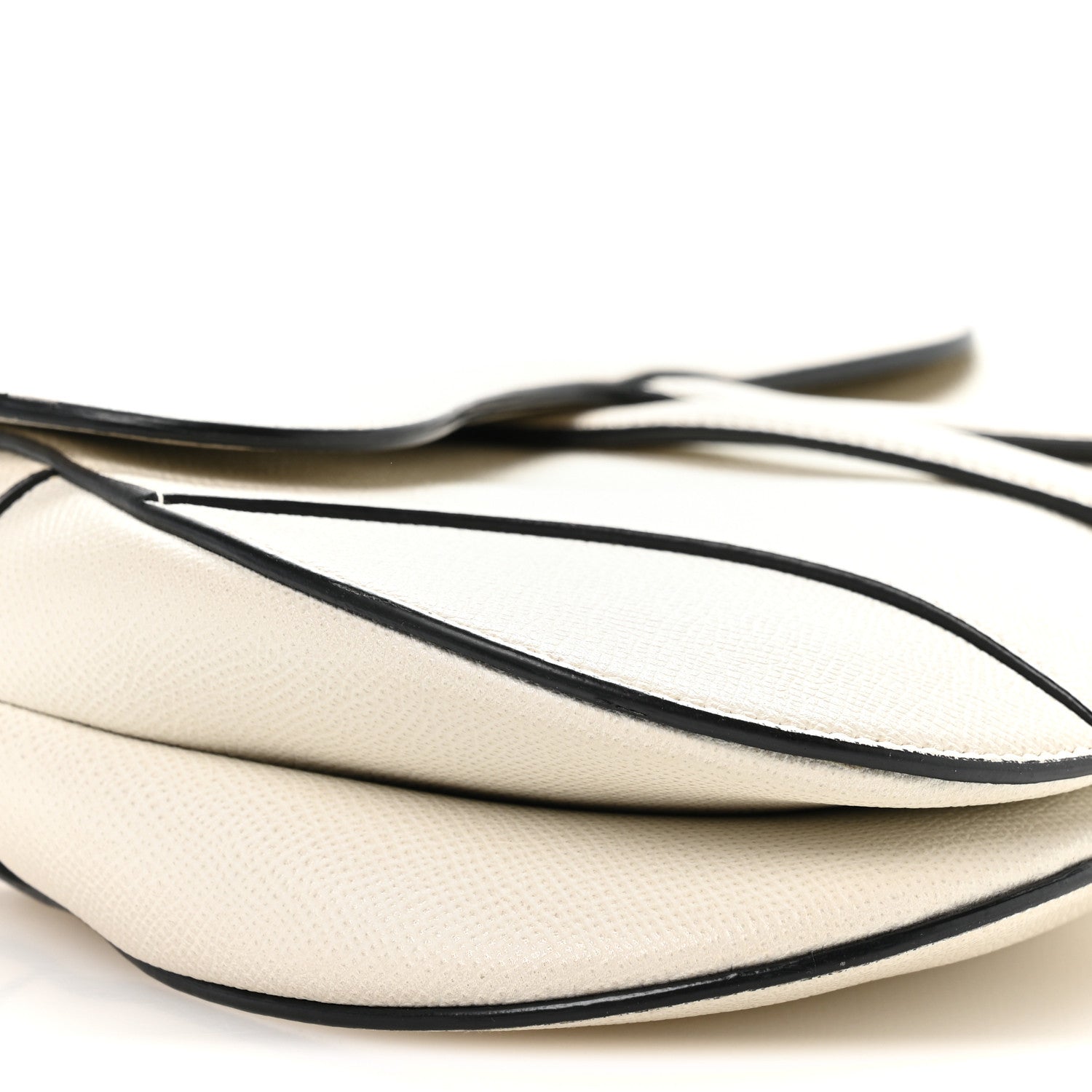 Christian Dior Grained Calfskin Saddle Bag White