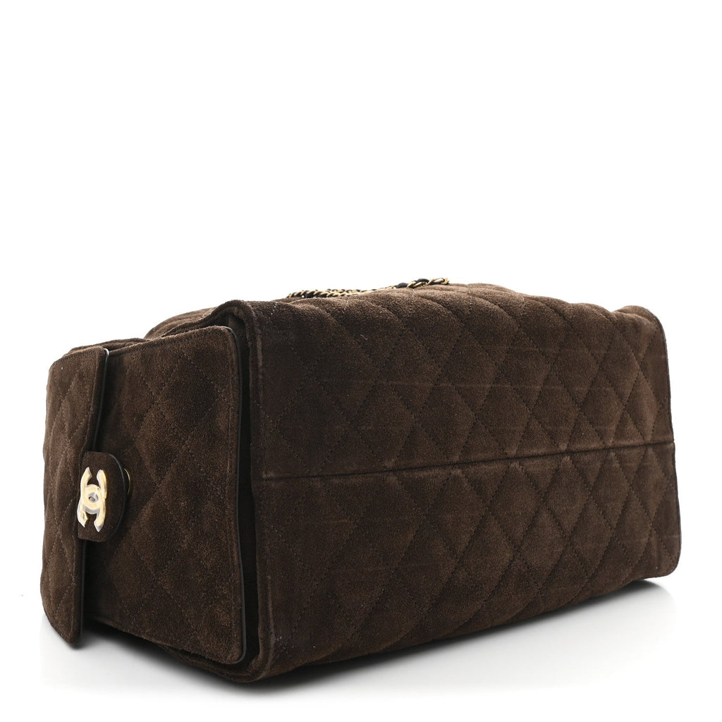 Chanel Suede Quilted Medium Chanel 25 Handbag Dark Brown