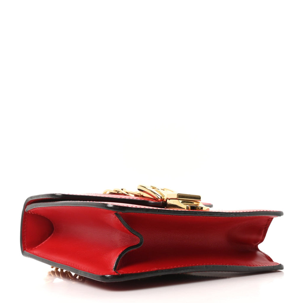 Gucci Calfskin Mini Sylvie Chain Shoulder Bag Hibiscus Red