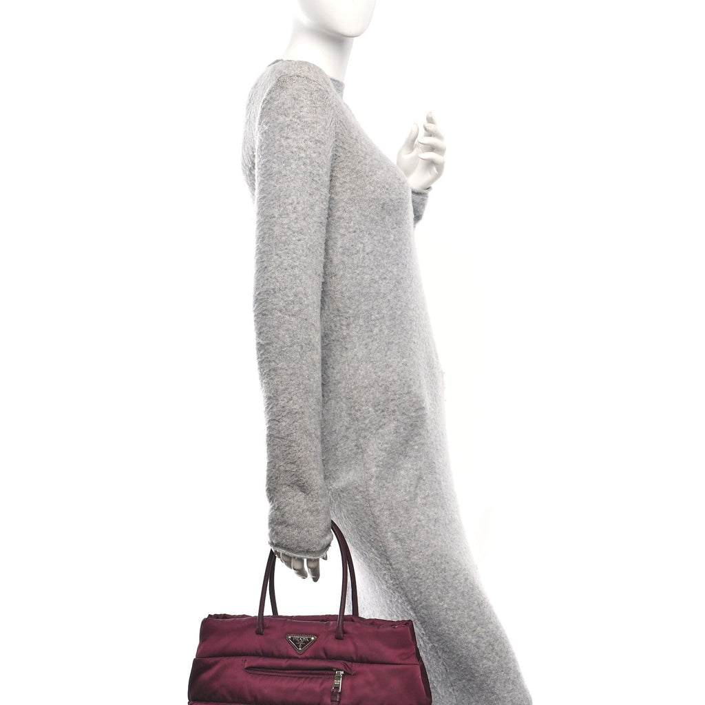 Prada Tessuto Nylon Bomber Tote Bordeaux