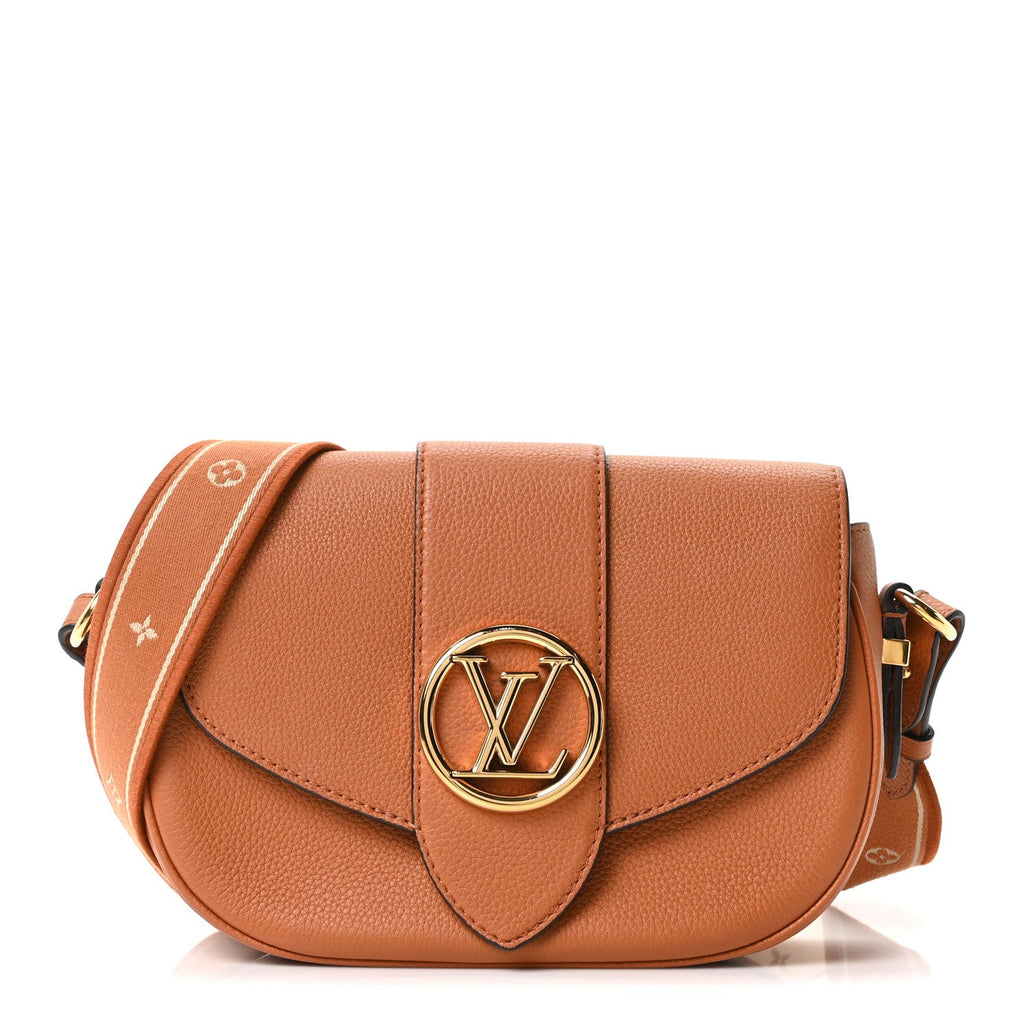 Louis Vuitton Grained Calfskin LV Pont 9 Soft MM Golden Siena