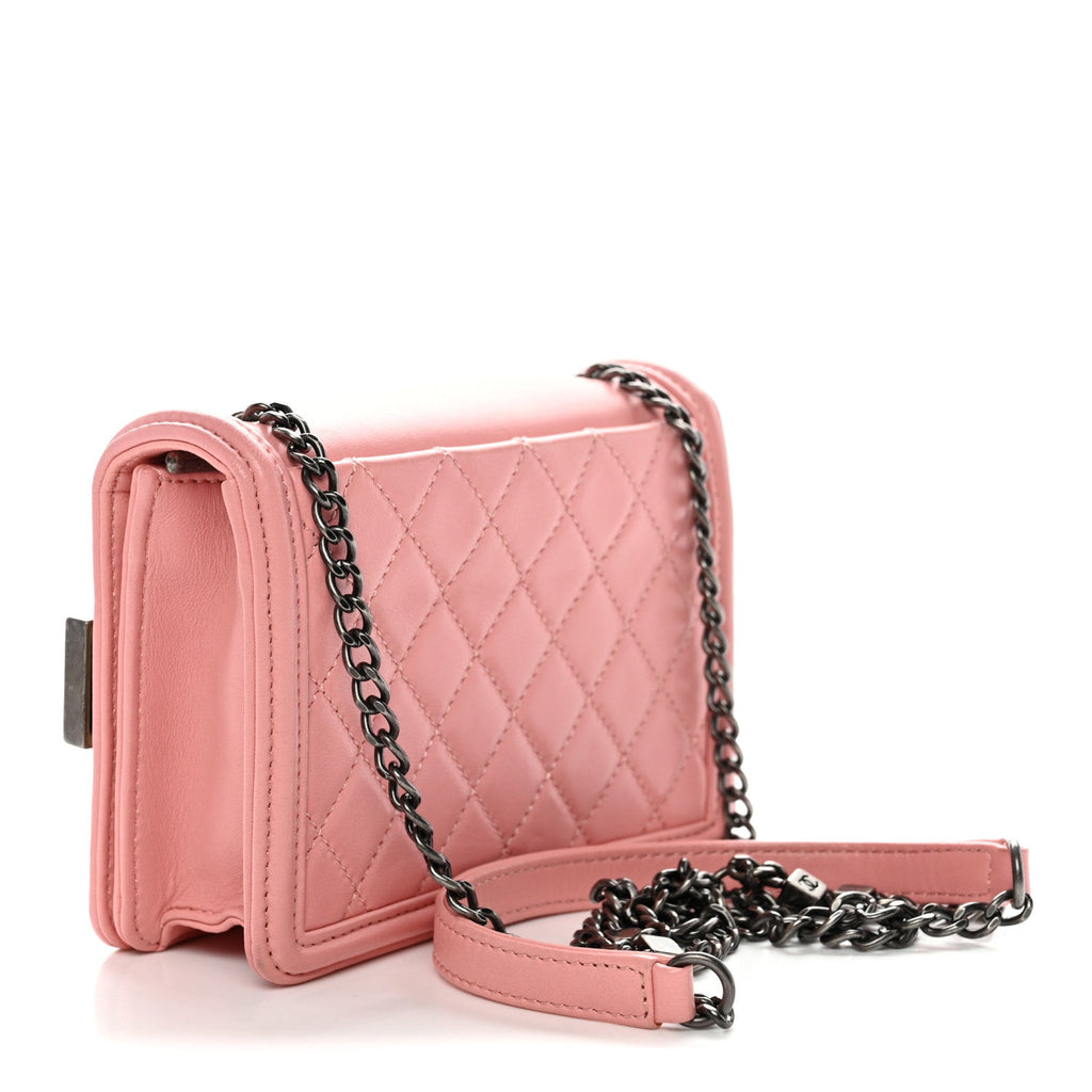 Chanel Lambskin Plexiglass Boy Brick Flap Pink